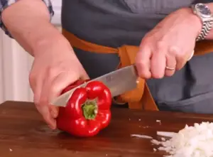 Cutting The Peppers across The Top