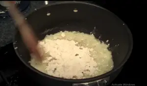 Adding Flour for Roux Making