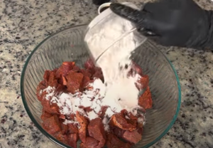 Mixing Flour with Beef ad Other Spices