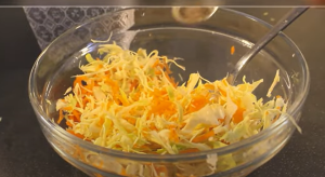 Mixing Grated Carrot & Cabbage