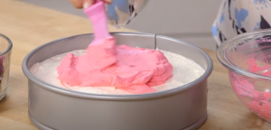 Pour the Whipped Cream with Pink Color