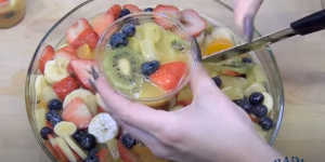 Pouring Fruits Mixture into the Cups