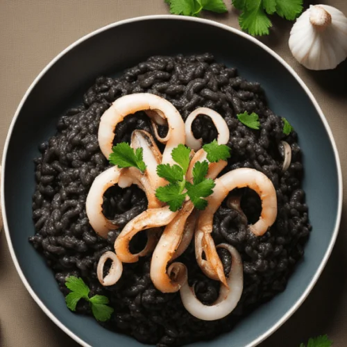 This is an image of a plated Risotto Nero dish